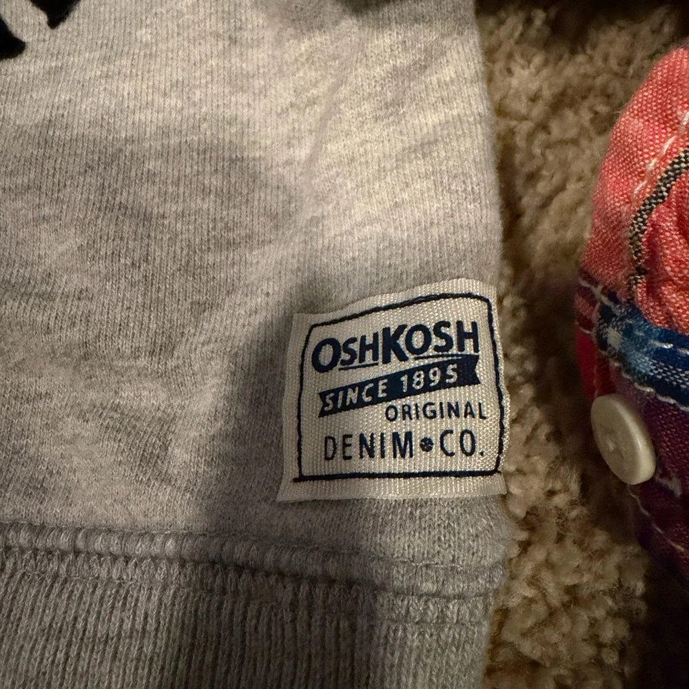OshKosh B'gosh Gray Sweatshirt and Plaid Button Down Set